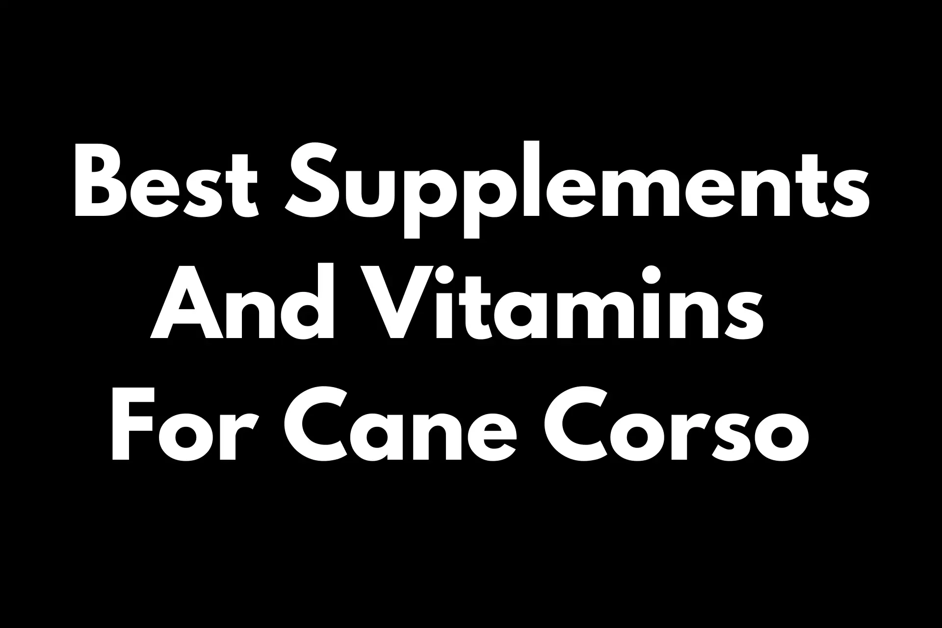 best Supplements And Vitamins For Cane Corso